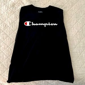 Champion sleeveless black logo tee